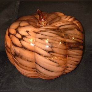 Blown Glass Hollow Pumpkin 7.5x6" Just add Fairy Lights!